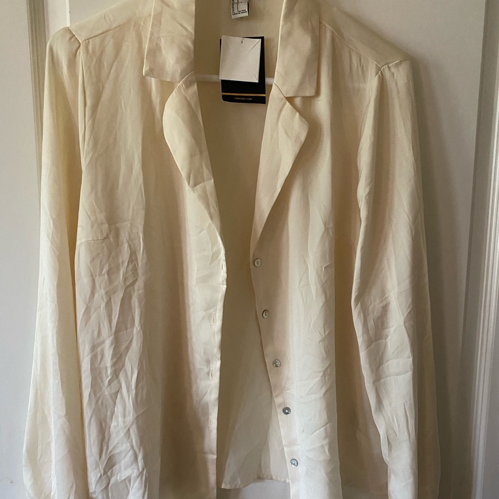 Cream button blouse